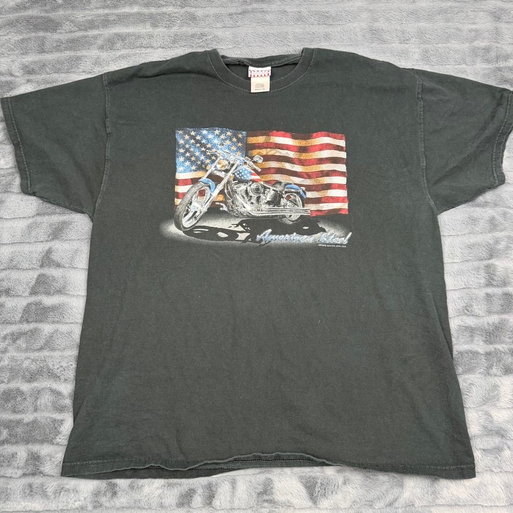 Genuine Sonoma Jean Co Mens XL American Steel Motorcycle Flag Graphic T-Shirt